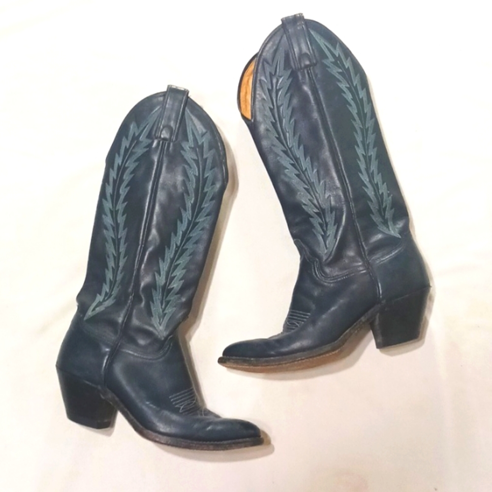 Abilene Western Cowboy Boots Dark Blue Cowgirl size 7 M